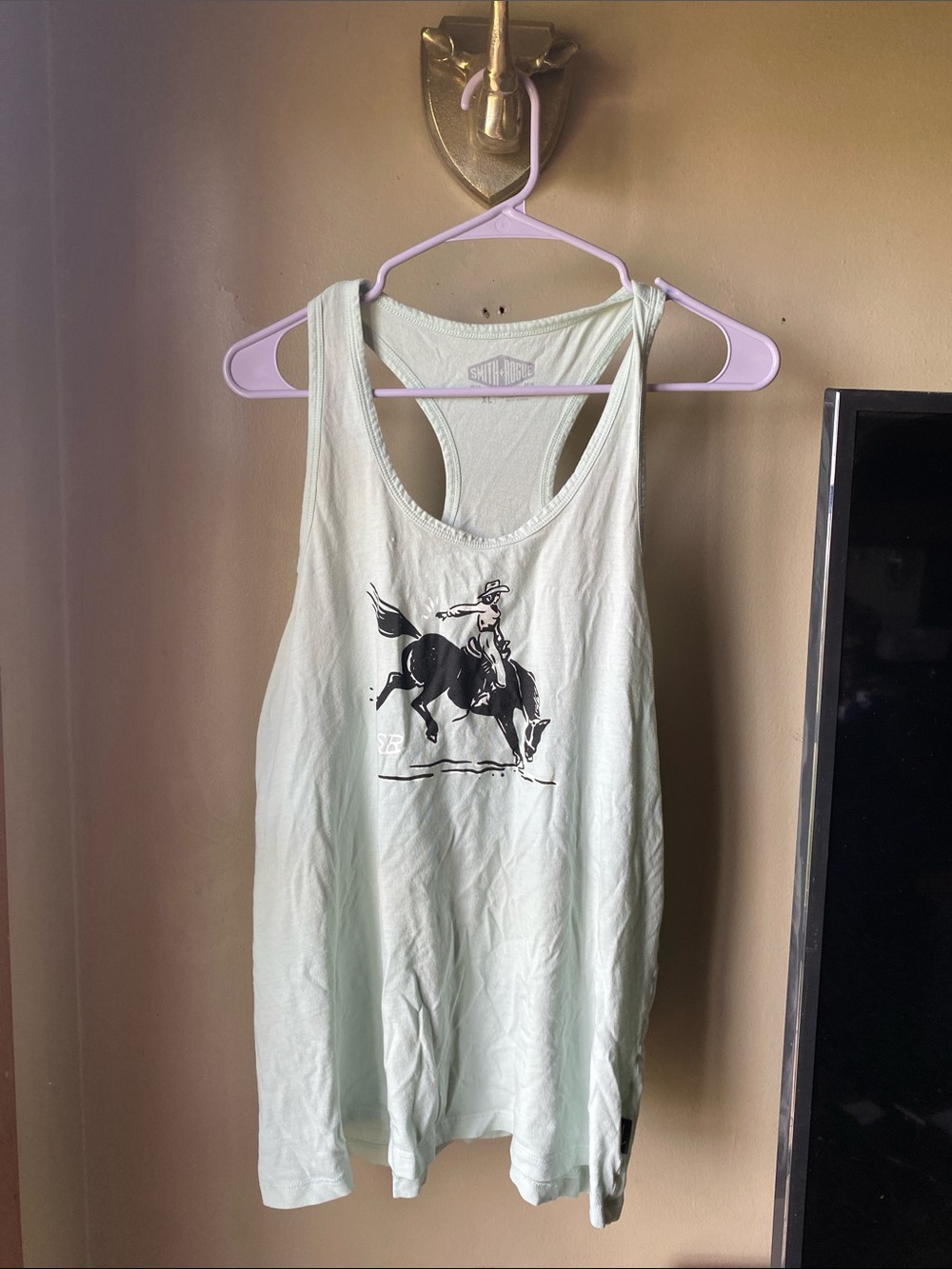 Smith Western Mint Green Racerback Tank Top with Rodeo Graphic